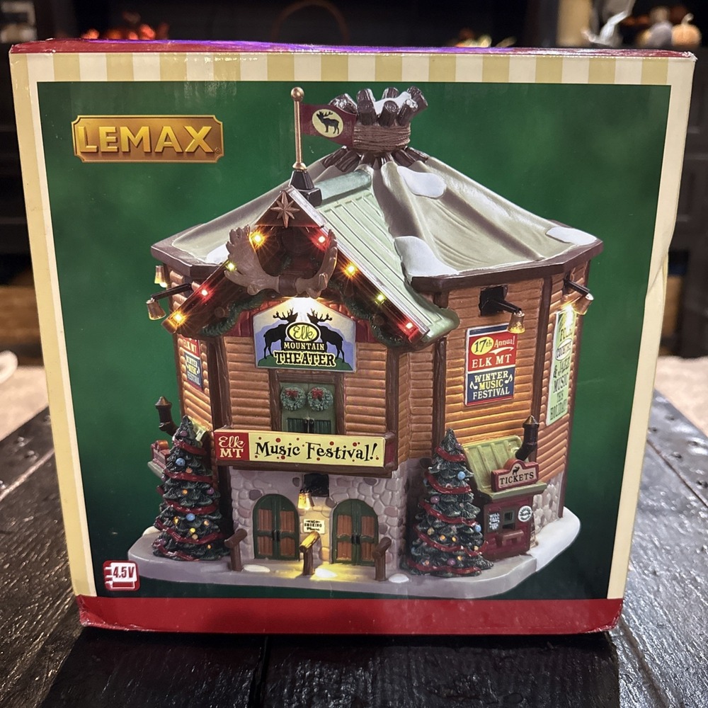 LEMAX # 85319 ELK MOUNTAIN MUSIC FESTIVAL LIGHTED BUILDING NEW IN BOX Christmas